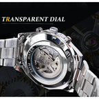 Forsining 2021 Stainless Steel Waterproof Mens Skeleton Watches Top Brand Luxury Transparent Mechanical Sport Male Wrist Watches