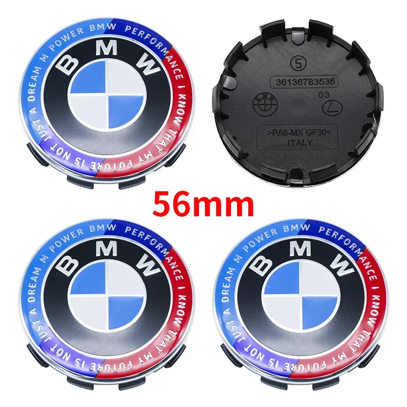 4Pcs 56mm 68mm Carbon Fiber Wheel Center Hub Caps 50th Anniversary Emblem for BMW M Power X5 E46 E90 F10 F30 G20
