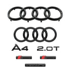 For Audi A4 2008-2017 4Ring Logo Black Car Hood Front Grill Rear Trunk Emblem Stickers A4 Mark Quarrto Sline Emblem Accessories