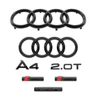 For Audi A4 2008-2017 4Ring Logo Black Car Hood Front Grill Rear Trunk Emblem Stickers A4 Mark Quarrto Sline Emblem Accessories