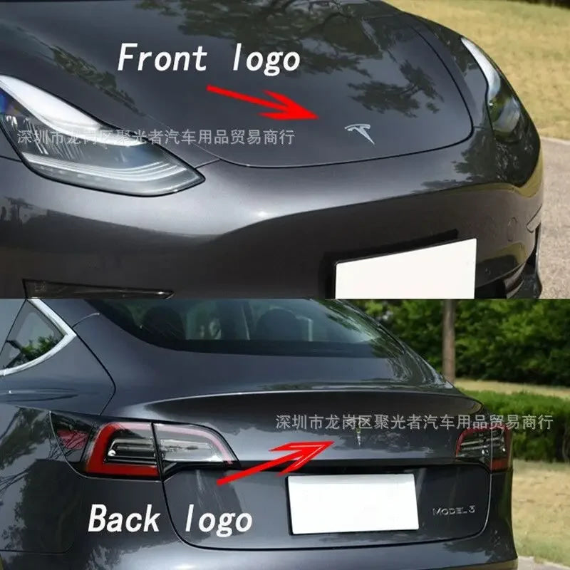 metal For Tesla- Car Front Emblem Rear Trunk Emblem Suitable for Model 3 Mode Y logo replacement rear and rear logos blackening
