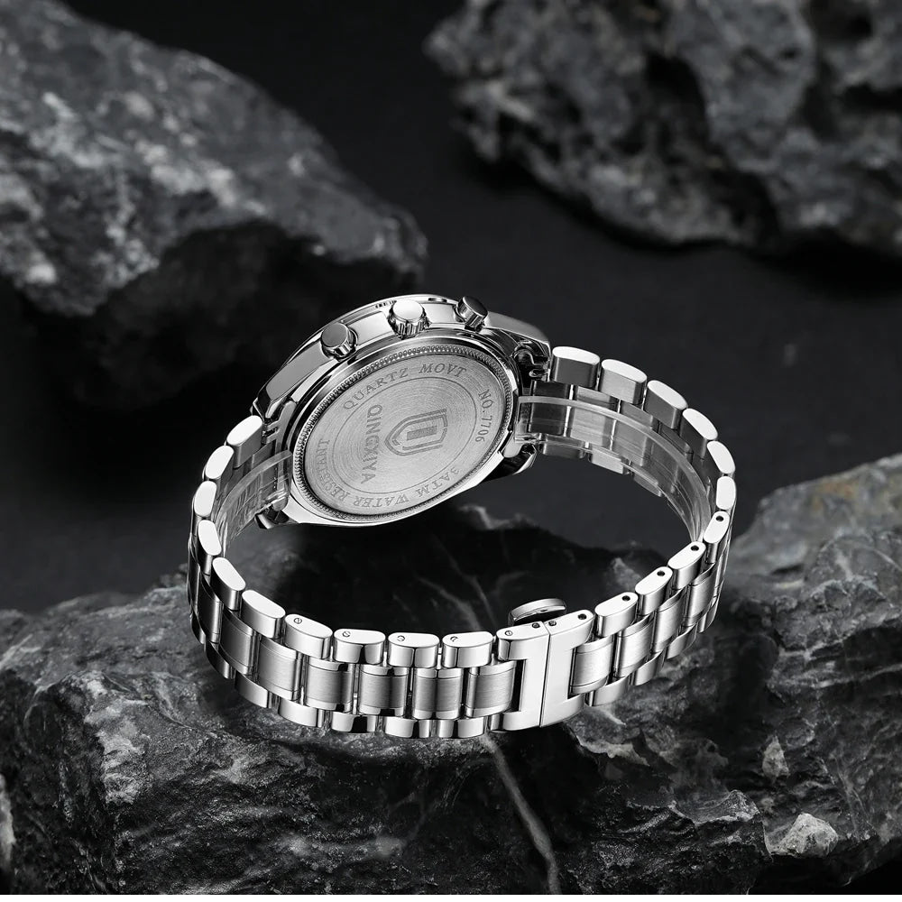 New Men Watch Calendar Business Quartz Watches Mens Top Brand Luxury Sport Waterproof Luminous Stainless Steel Man Wristwatches