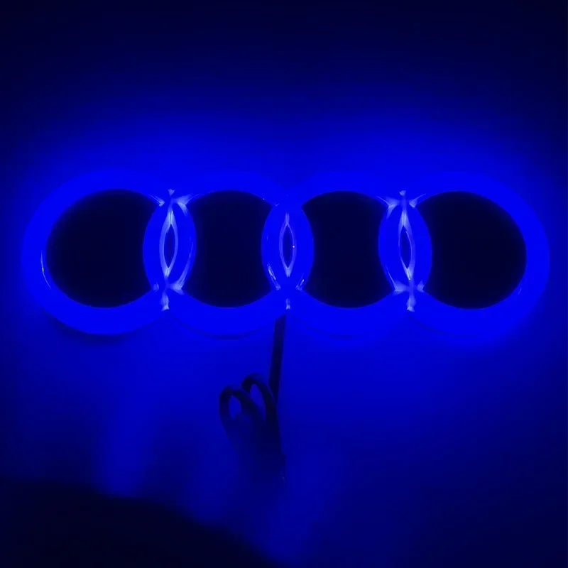 18.2x5.8cm for AUDI Car 4 Rings Logo Light Emblem A3 Q3 Q5 A1 TT 4D Led Badge Decals Refitting Decoration Glowing Accessories