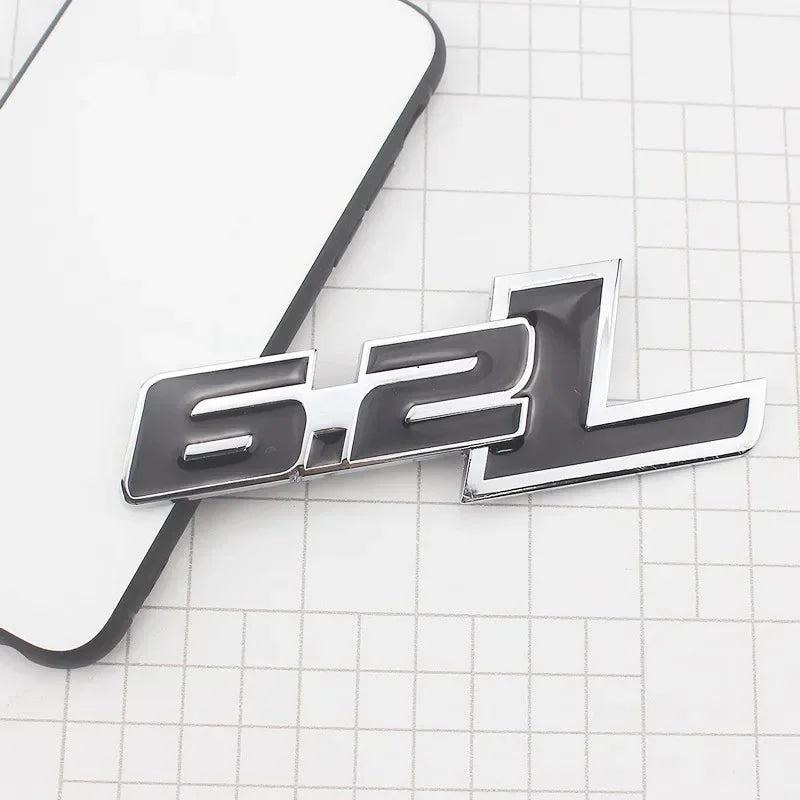 3D Metal 6.2L Logo Car Rear Boot Trunk Emblem Badge Sticker For Ford Raptor F150 Hummer H2 Chevrolet C7 Camaro Dodge Challenger