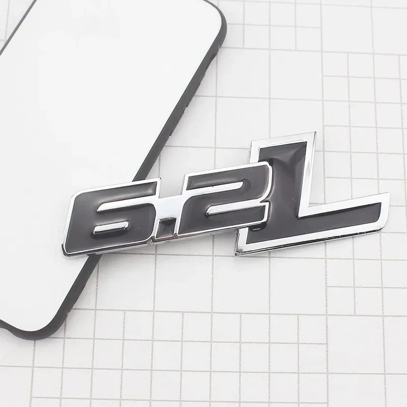 3D Metal 6.2L Logo Car Rear Boot Trunk Emblem Badge Sticker For Ford Raptor F150 Hummer H2 Chevrolet C7 Camaro Dodge Challenger