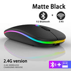 Ratón inalámbrico Bluetooth recargable con 2,4 GHz USB RGB 1600DPI ratón para ordenador portátil tableta PC Macbook Gaming Mouse Gamer
