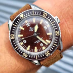 Hruodland F025 Retro Sport Men Watch HZ2565 Automatic Mechanical Stainless Steel Leather Strap Diving  reloj hombre watch for me