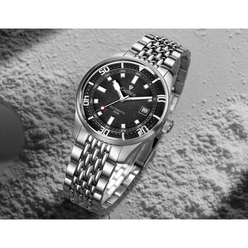 CADISEN Automatic Mechanical Watch Man Silver Business Casual Waterproof Watch Japan MIYOTA 8215 Movement Luminous Men's Watch