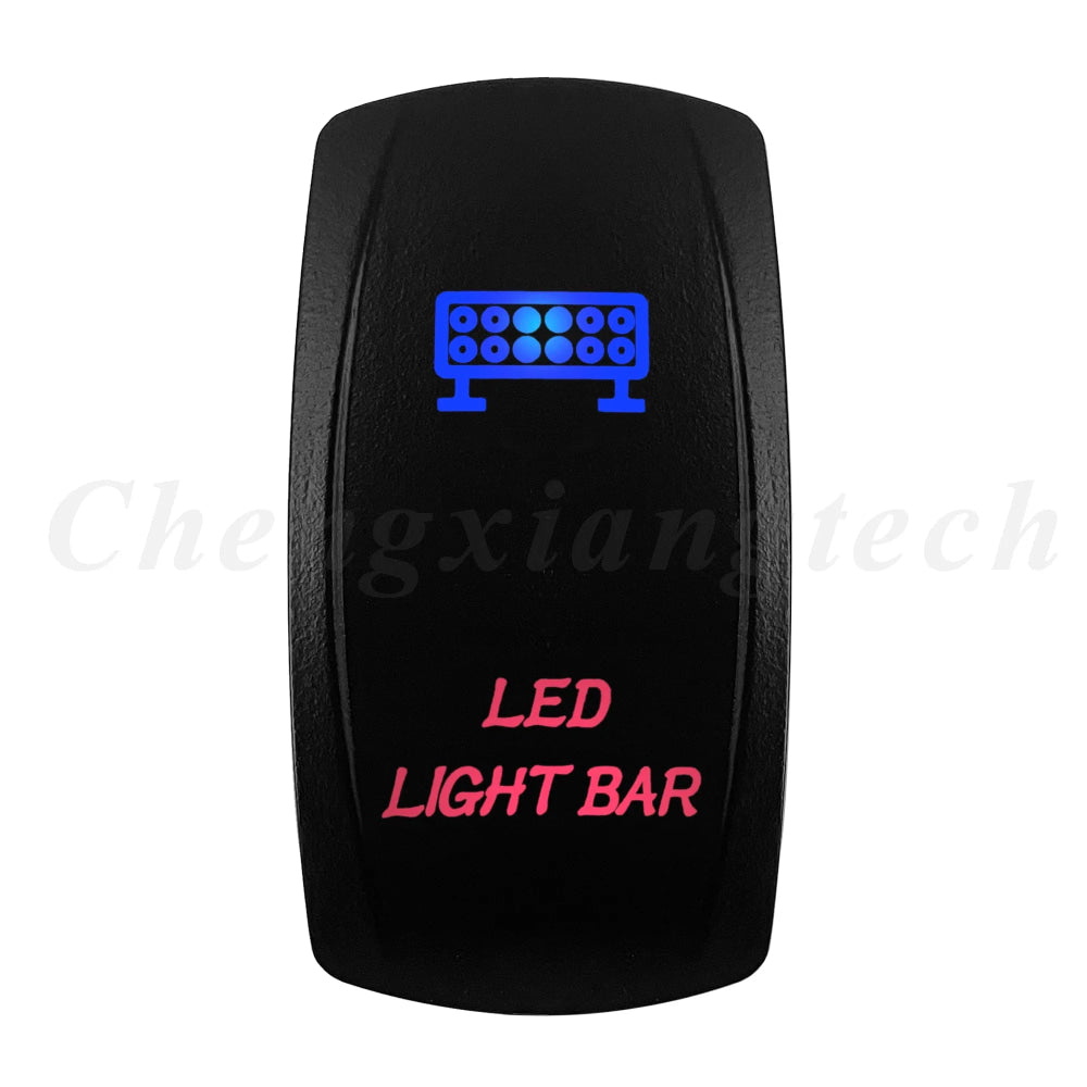 Waterproof 5 Pins SPST On/Off Rocker Switch Blue & Red Led 20A/12V 10A/24V Toggle Switch GPS for Cars,Trucks, RVs, Boats