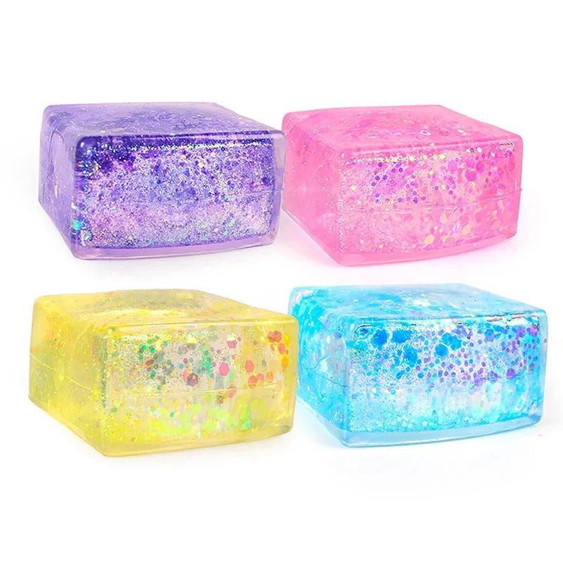 1PC Soft Colored Ice Cube Fidget Toys Funny Stress Reliever Reduce Pressure Prop Slow Rising Squeeze Toy For Kids And Adults
