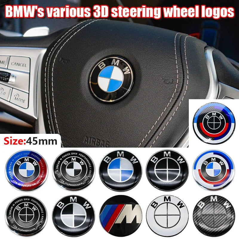 4.5cm Car Steering Wheel Decoration Badge Sticker For BMW G80 E84 F48 G01 G11 X1 X2 X3 X4 X5 X6 G07 Interior Emblem Accessorie