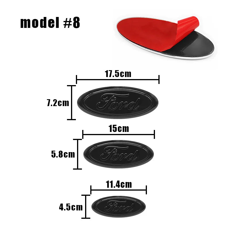 114mm/150mm/175mm Car Front Hood Emblem for Ford Fiesta Range Focus Mondeo Explorer Fusion Transit Edge Auto Rear Trunk Sticker