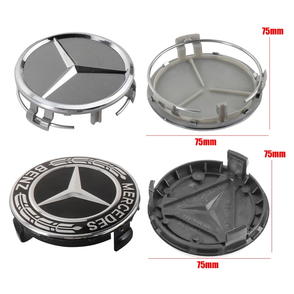 4PCS 75MM Car Wheel Center Hub Caps Tire Rim Covers Auto Accessories For Mercedes Benz CLA A180 W108 AMG CLK W201 W212 W213 W220