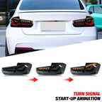 LED GTS Tail Lights for BMW 3-Series F30 F80 M3 2011-2018 Sequential Turn Signal Start-up Animation Black Rear Lamps Assembly