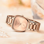 2025 nuevo reloj de pulsera de cuarzo para mujer 34mm barril de vino oro rosa cronómetro negro estilo minimalista de moda relojes ovalados para mujer