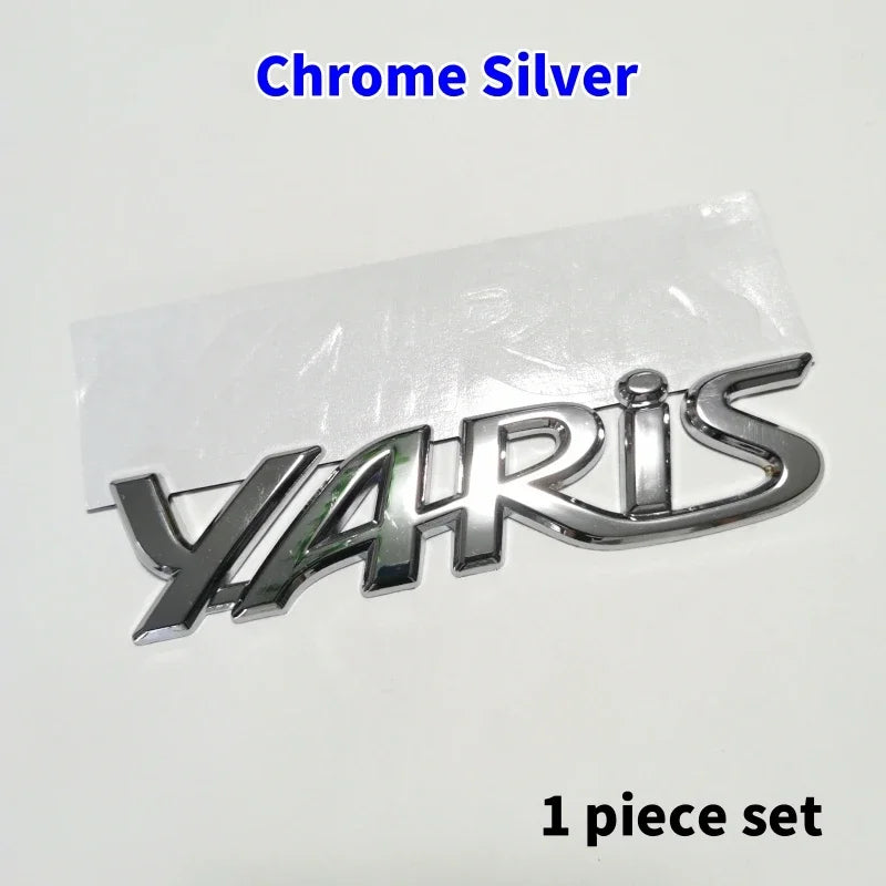 3D Metal Yaris Logo Emblem Badge Matte black Chrome Plated Trunk Letter Sticker For Toyota Yaris Car Exterior Decor Accessories