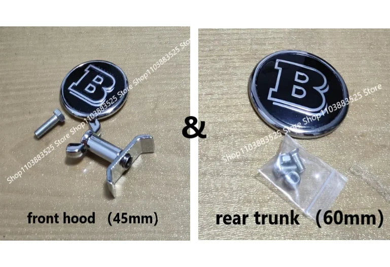 Metal 45/60mm Car Front Emblem Badge Modified Bonnet Hood Rear Trunk B Logo for BRABUS W220 C E S W203 W204 W205 W254 W210 W211