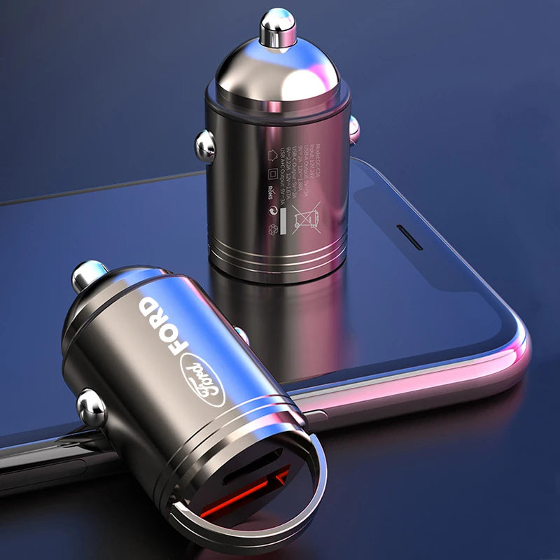 100W Car Charger Lighter PD Fast Charging Mini Car Phone Charger For Ford Escape Kuga Mondeo Ecosport Fiesta Focus 2 3 MK1 MK2