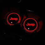 2Pcs LED Car Luminous Water Cup Pad Atmosphere Light Auto Accessories For Jeep Wrangler Renegade Compass Gladiator Cherokee Patr