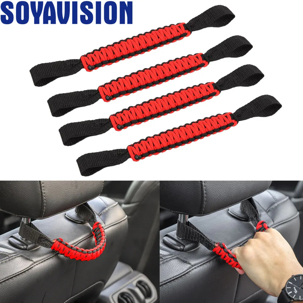 For Jeep Wrangler JK TJ JL Land Cruiser Suzuki Car Seat Mount Grab Handle Bar Grip Pulling Strip Headrest Rear Seat Back Handle