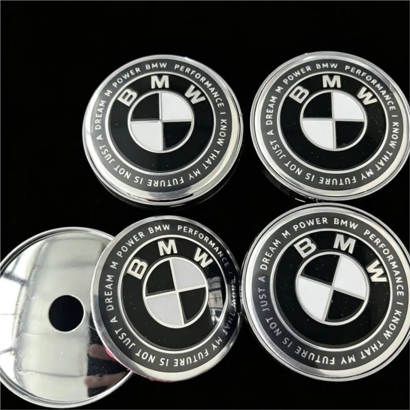 7Pcs 82mm 74mm 68mm 45mm Used For The 50th Anniversary Of BMW/new Black And White Badge ABS Badge For Wheel Rim And Hub Cap