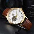 Orient Double Lion Watch Japanese Fully Automatic Mechanical Watch Hollowed Out Business Men's Watch Leather Strap