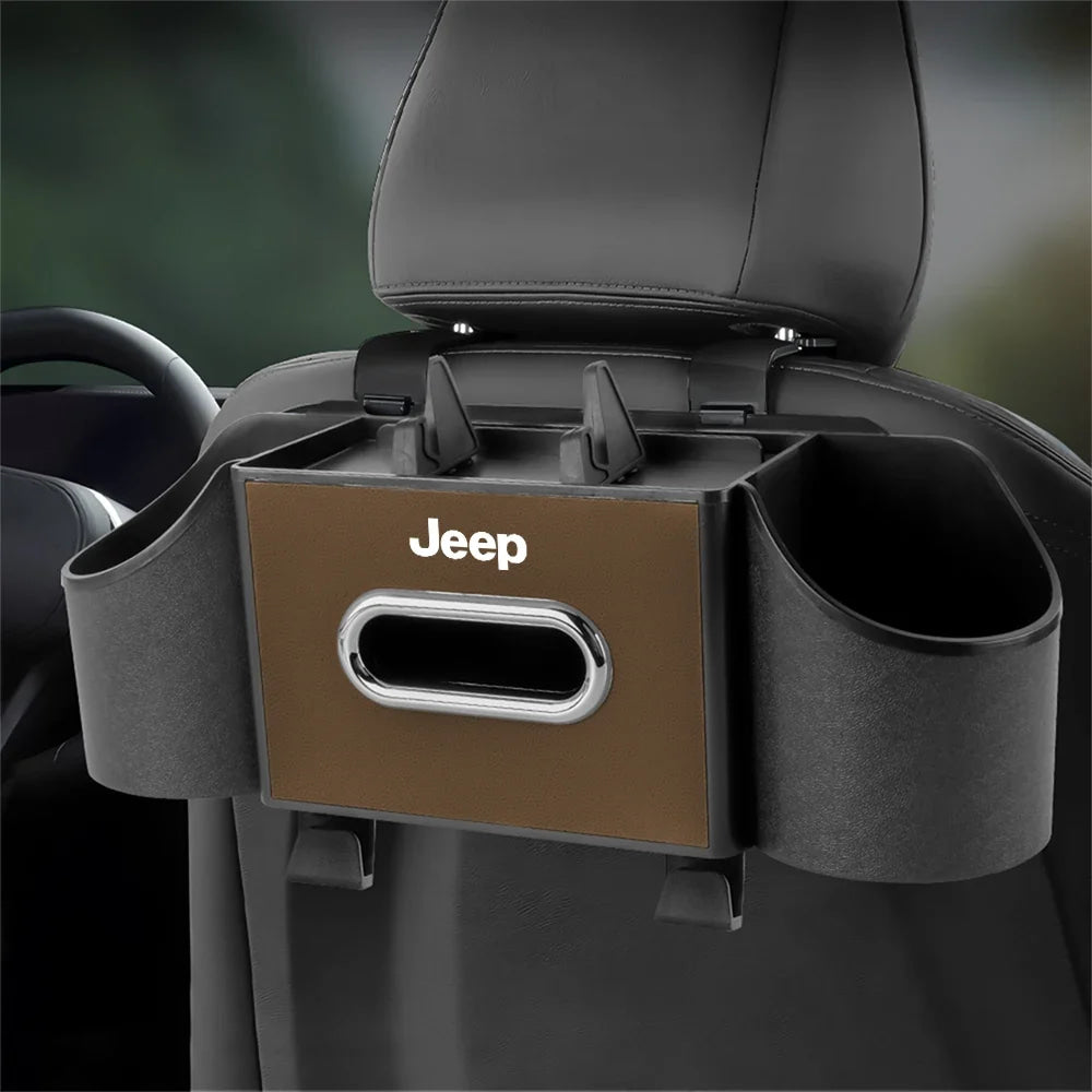 Car Backseat Tissue Organizer Cup Holder Accessories For Jeep Wrangler Renegade Compass Gladiator Cherokee Grand Patriot Libert