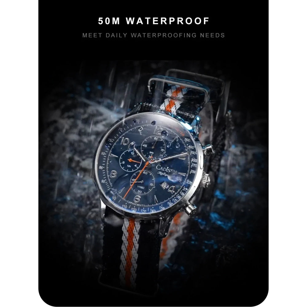 CADISEN New Chronograph Men's Quartz Watch Top Luxury Watches For Men MIYOTA 0S10 AR Mirror Waterproof Canvas Men's Wristwatch