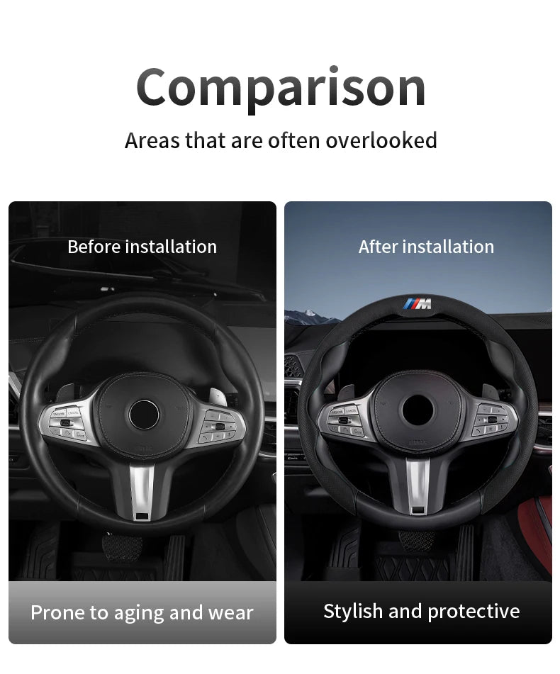 Perforated Breathable Leather Car Steering Wheel Cover Accessories For BMW E90 G80 M3 G30 M5 F82 F83 F20 F21 G42 F95 F96 G06 G07