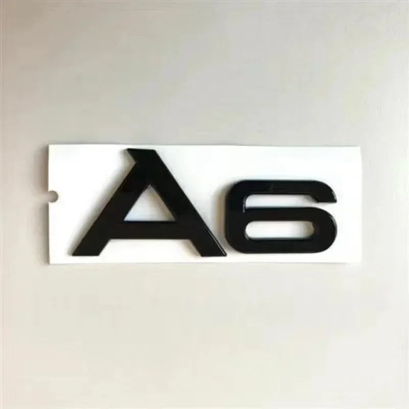 AUDI A6 4 Ring logo ABS Black Car Hood Front Bonnet Grill Rear Trunk Emblem Sticker A6 mark Quarrto Emblem For A6 2020-2023