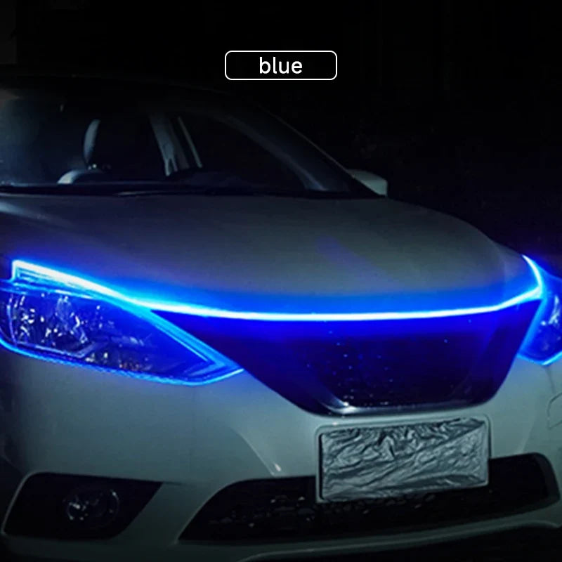 Dynamic Car LED Hood Light 12V Daytime Running Light Start-scan Engine Guide Light Waterproof Decorative Ambient Light Strip