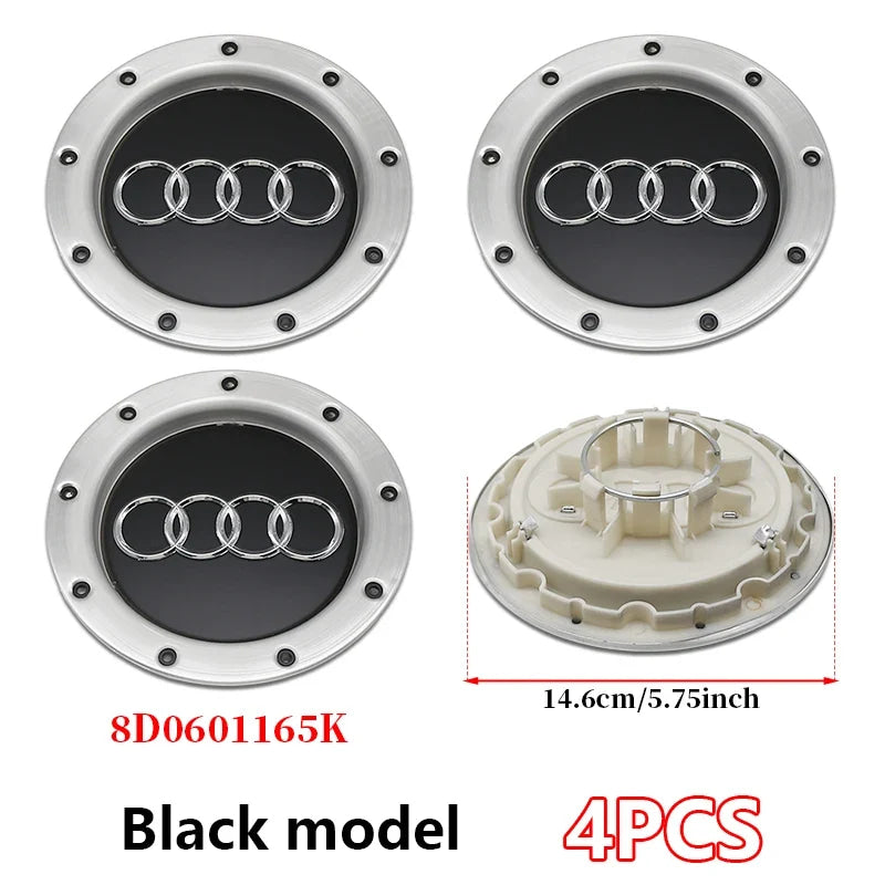 ABS 14.6CM 9 Hole Black Gray Hub Cap For Audi TT A2 A3 A8 S6 Q7 RS6 Badge Logo Hub Cap Accessories Car Large Hub Center