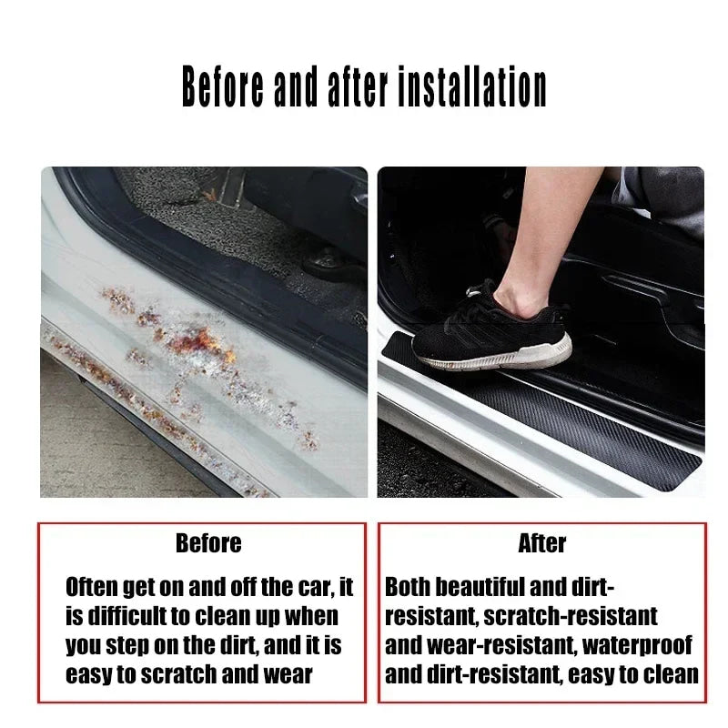 Carbon Fiber Car Door Threshold Tape Sill Protective Stickers Decal for Jeep CHEROKEE Logo Rear Trunk Bumper Scratch Guard Trim