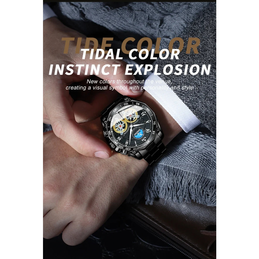 BINBOND Luxury Men Quartz Watches Fashion Concept Decorative Dial Casual Military Sports Wristwatch Waterproof Men's Clock