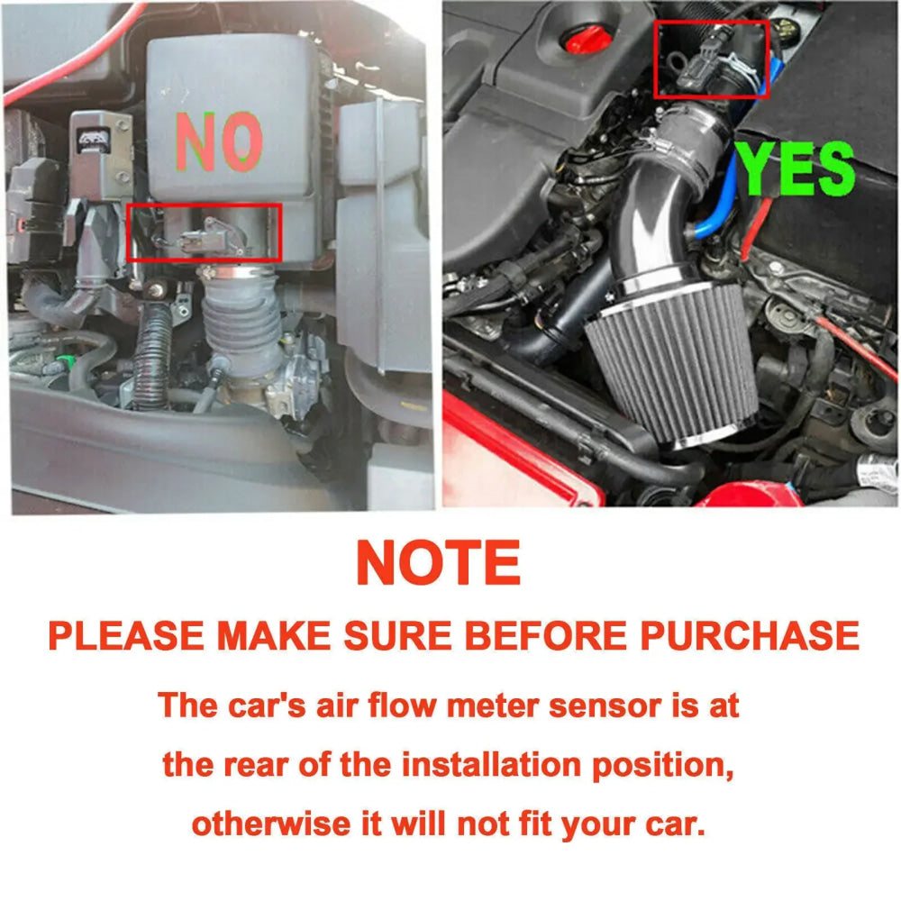 1Set 3" Cold Air Intake Filter Induction Kit Pipe Power Flow Hose System