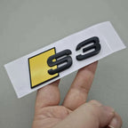 3D ABS Glossy Yellow Black S3 S4 S5 S6 S7 S8 Car Emblem Decal Badge Sticker For Audi A3 A4 A5 A6 A7 A8 Decorative Accessories