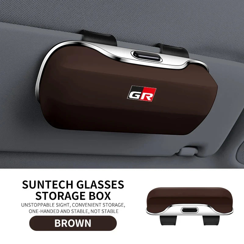 Car Eyewear Case Box Sunglasses Holder Sun Visor Storage Protective Frame Box Glasses Clip For Toyota GR Sport Rav4 Yaris Camry