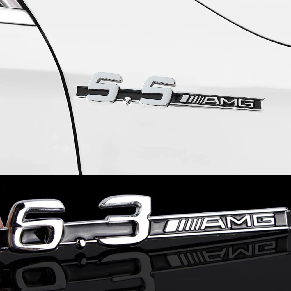 3D ABS Car Styling Logo 3.2 5.5 6.3 6.5 AMG Badge Fender Side Rear Trunk Sticker for Mercedes Benz A CLA GLC W108 W222 C180 W190