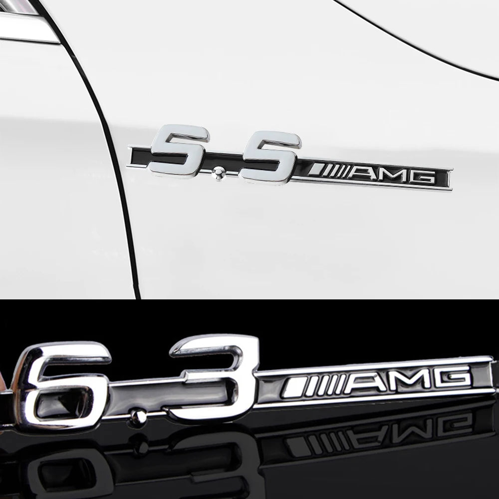 3D ABS Car Styling Logo 3.2 5.5 6.3 6.5 AMG Badge Fender Side Rear Trunk Sticker for Mercedes Benz A CLA GLC W108 W222 C180 W190