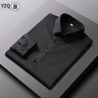 Camisa de color sólido de manga larga informal y de moda para hombre Top de negocios sin planchar y resistente a las arrugas