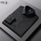 Camisa de color sólido de manga larga informal y de moda para hombre Top de negocios sin planchar y resistente a las arrugas
