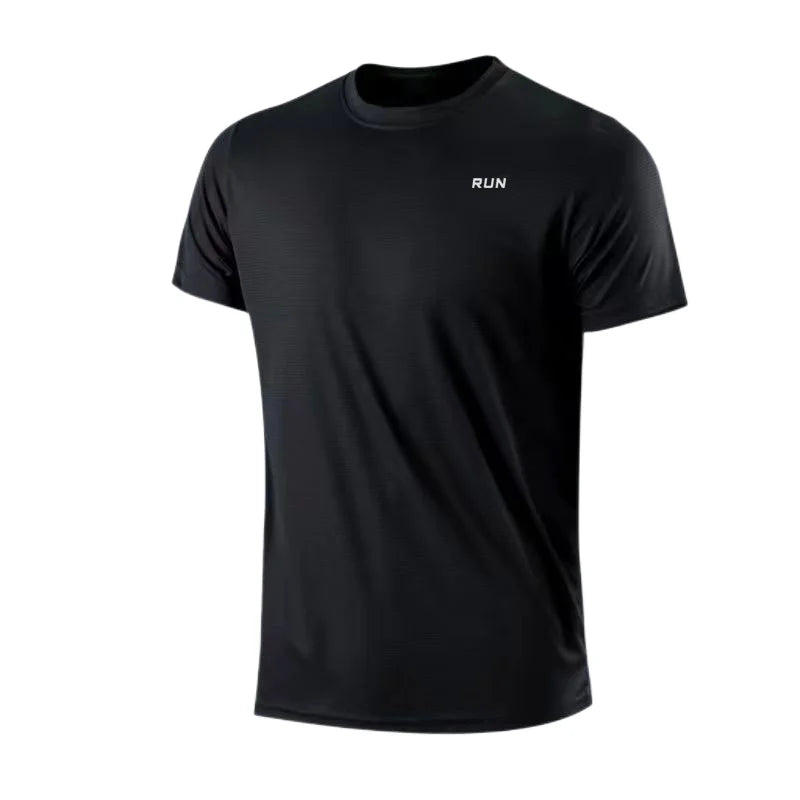 Camiseta de manga corta de secado rápido para hombre, camisa deportiva de gimnasio para correr, absorbe la humedad, cuello redondo, entrenamiento, ejercicio, gimnasio, Tops ligeros