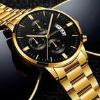 Reloj de pulsera de cuarzo con calendario de lujo de acero inoxidable a la moda para hombre, relojes de negocios para hombre, reloj Montre Homme