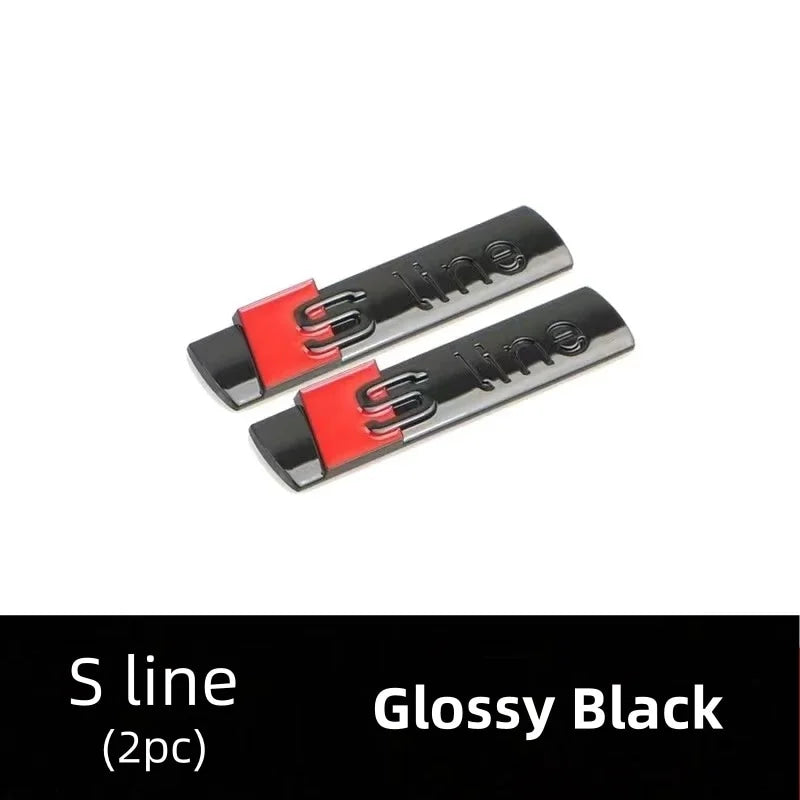 Car Rear Trunk Emblem Sticker For Audi A3 A4 A5 A6 A7 A8 Q3 Q5 Q7 Original Size Quarrto Sline Emblem ABS Black Refit Accessories