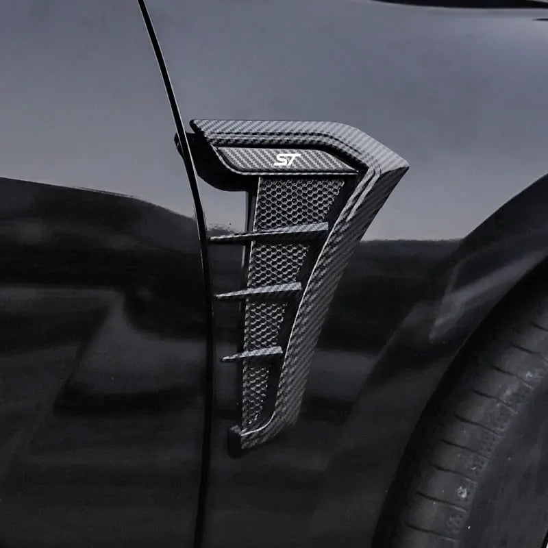 Black Car Fender Side Vents Air Flow Intake Hole Shark 3D Grille Sticker Cover for Ford Focus ST Mondeo Fiesta Kuga Escape Car