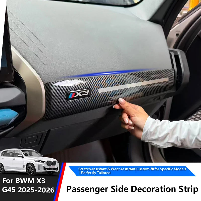 For BMW X3 G45 2025-2026 LHD ABS carbon fiber material Passenger side center console trim car center console, glove box panel