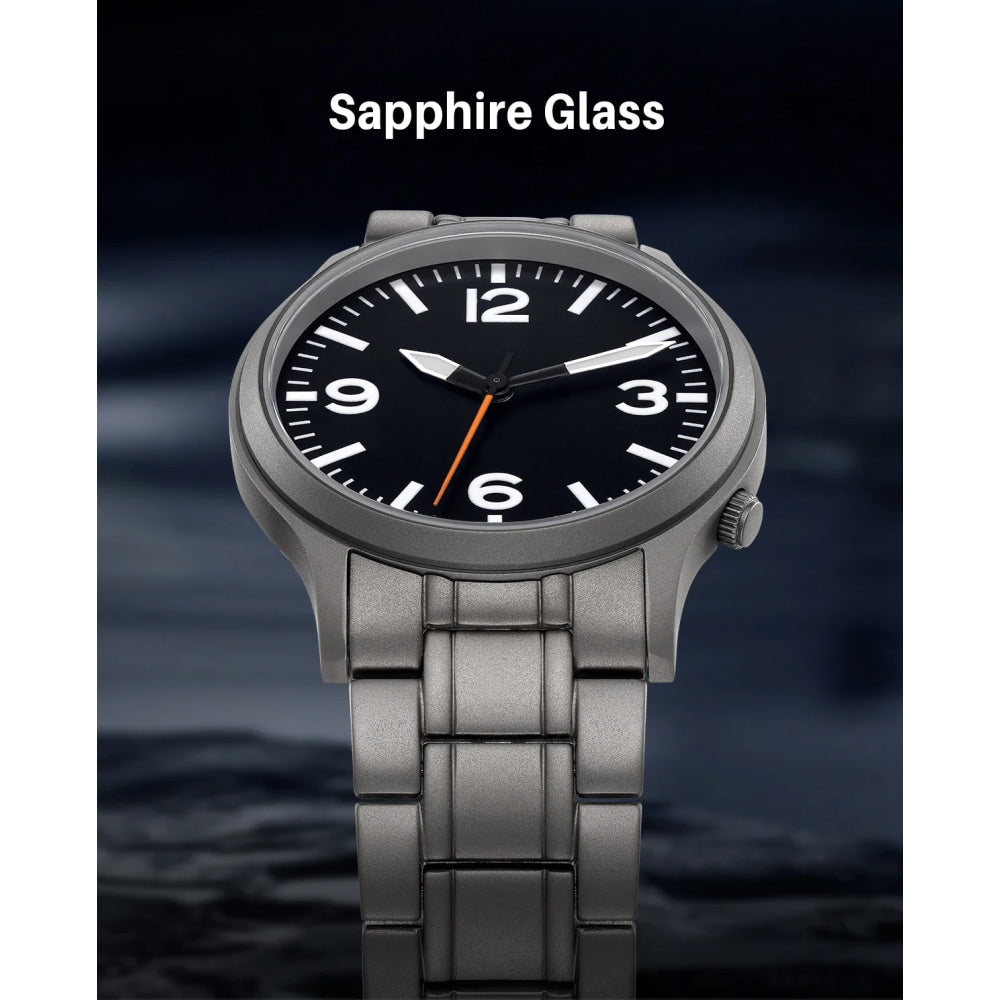 BERNY Full Titanium Watches for Men Super Luminous Sapphire Sports Field Quartz Men's Watch VH31 Wristwatch 5ATM Easy Read