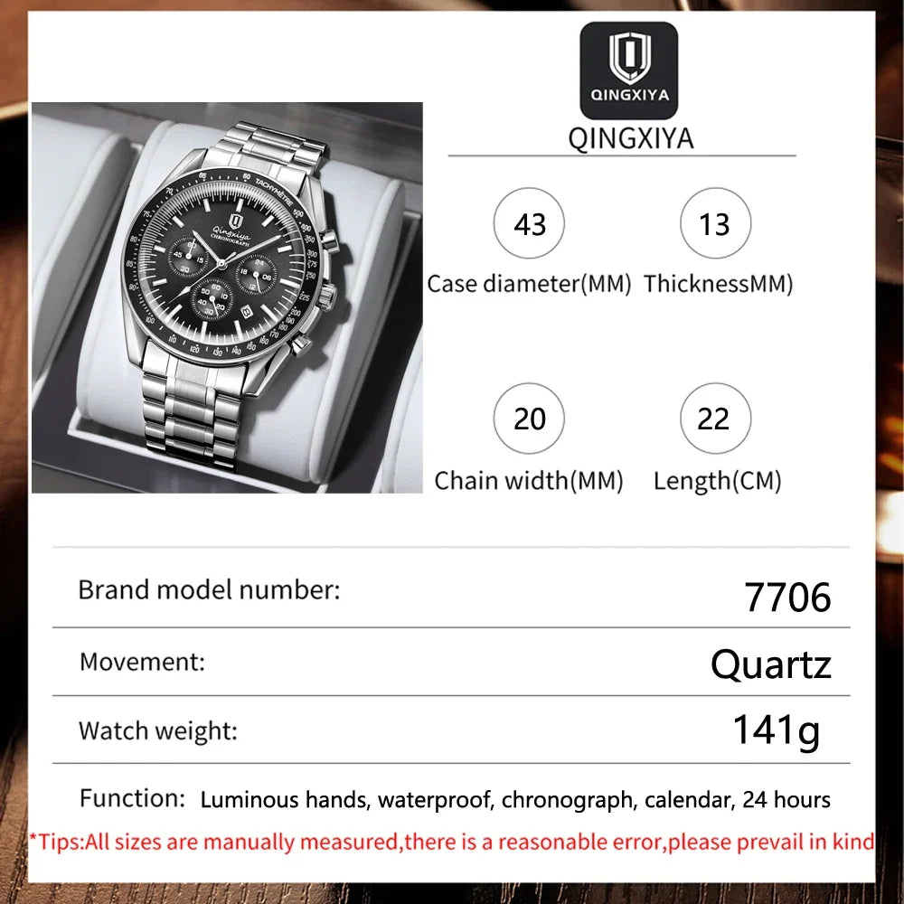 New Men Watch Calendar Business Quartz Watches Mens Top Brand Luxury Sport Waterproof Luminous Stainless Steel Man Wristwatches