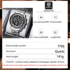 New Men Watch Calendar Business Quartz Watches Mens Top Brand Luxury Sport Waterproof Luminous Stainless Steel Man Wristwatches