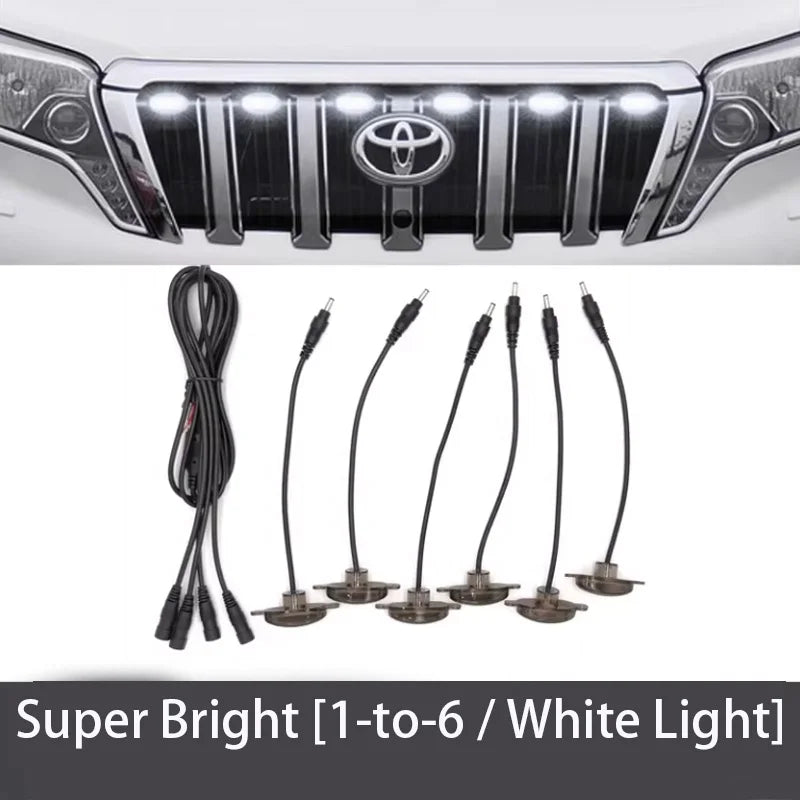 4Pcs 6Pcs Front Grille LED Lights For Toyota Land Cruiser Prado 150 120 Amber DRL Daytime Running Warning Grill Lamps